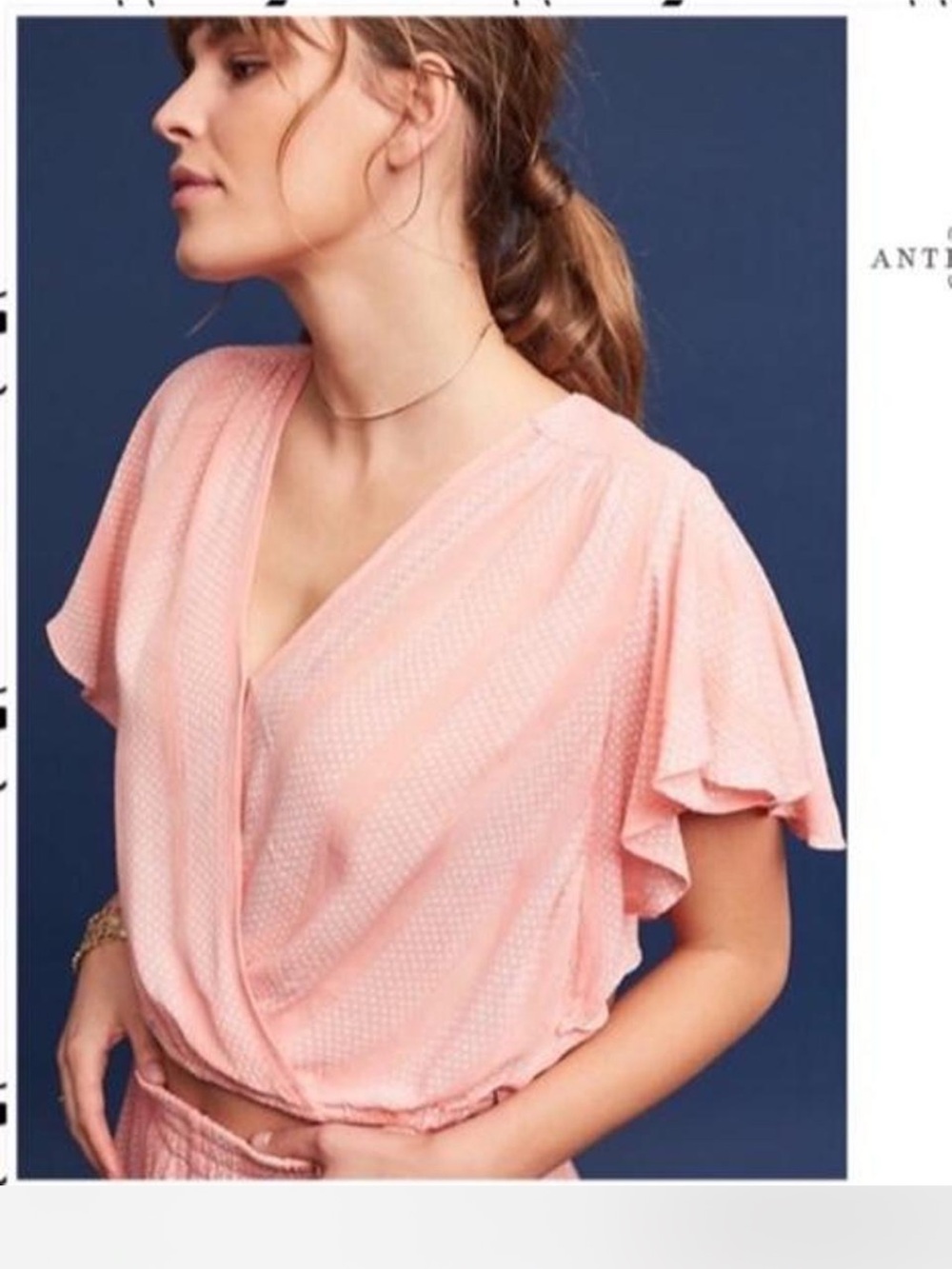 Anthropologie Maeve Nell pink ruffle top size XS